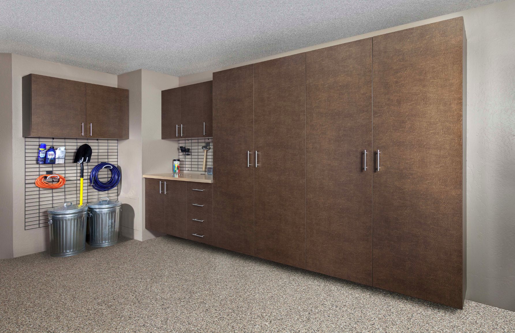 Garage Cabinets Organizers Direct Garage Organizing System With Grid And Windswept Bronze Cabinets