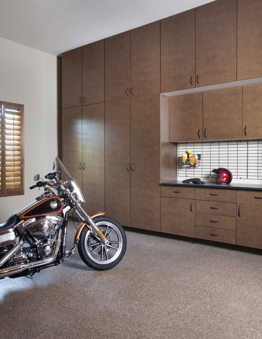 Garage Cabinets Organizers Direct Floor To Ceiling Brown Garage Cabinets With Inset Countertop