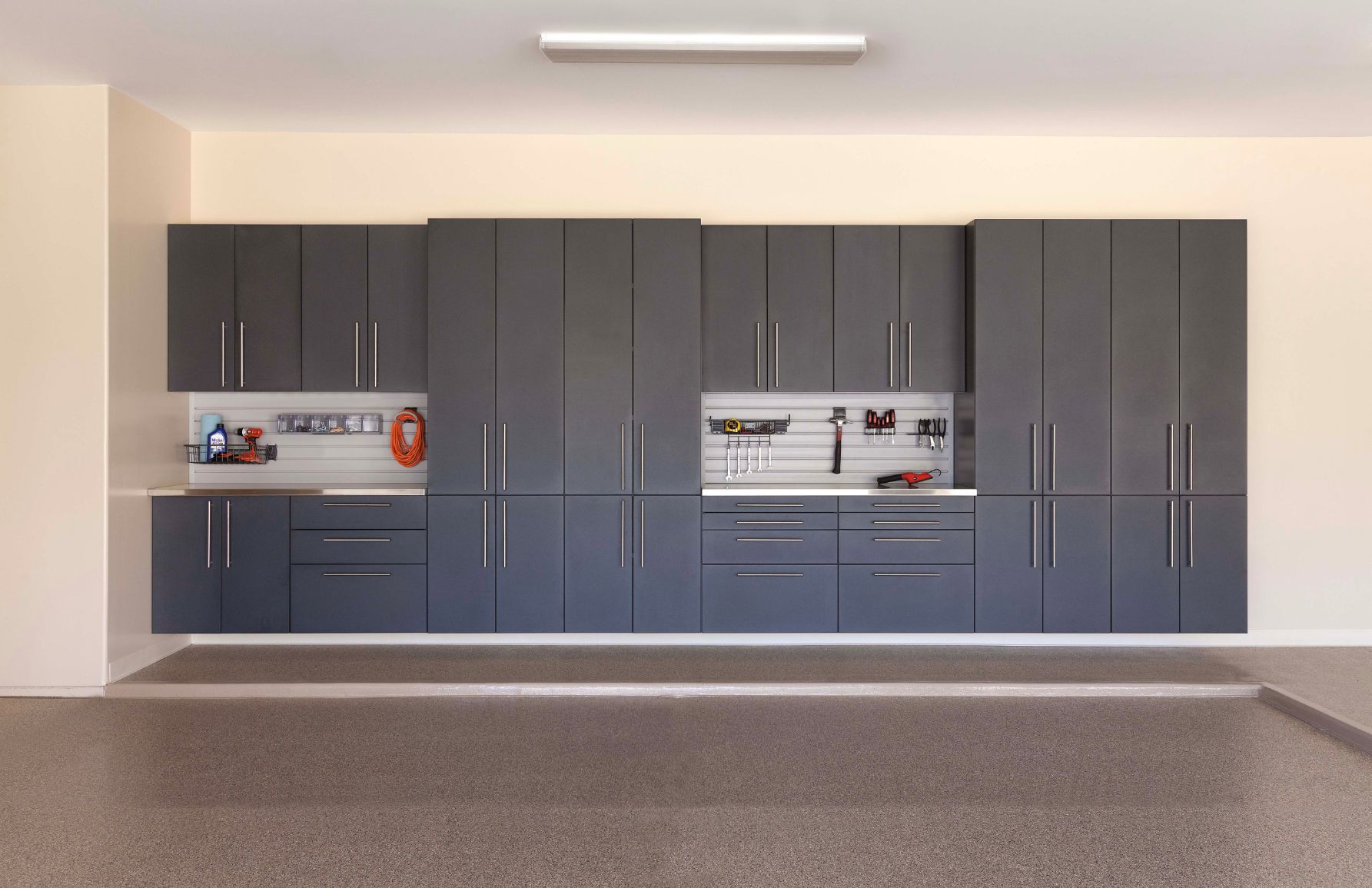 Garage Cabinets Organizers Direct Granite Garage Cabinets With Two Stainless Steel Workbenches