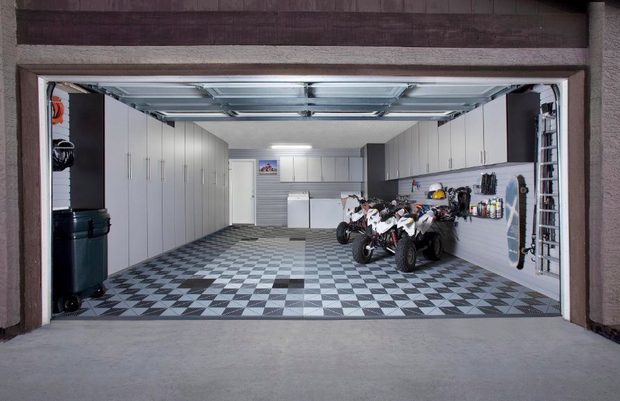 Garage Cabinets Organizers Direct Atv Garage Cabinet Design With Grey Slatwalls And Accessories