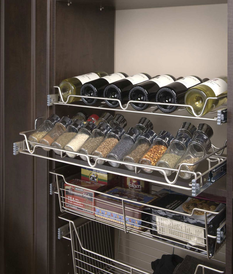 Pantries Organizers Direct Satin Nickel Slide Out Wine And Spice Racks Baskets For Pantries